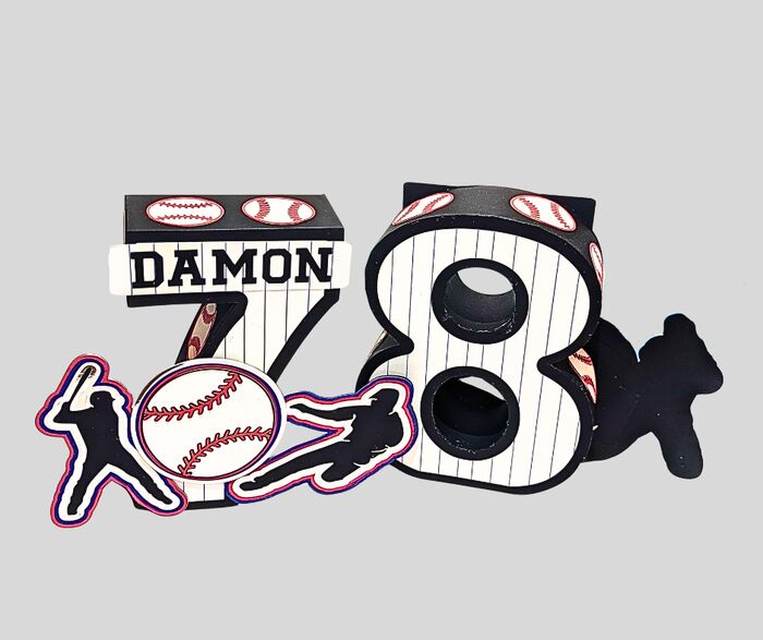 Baseball 3D Number Centerpiece