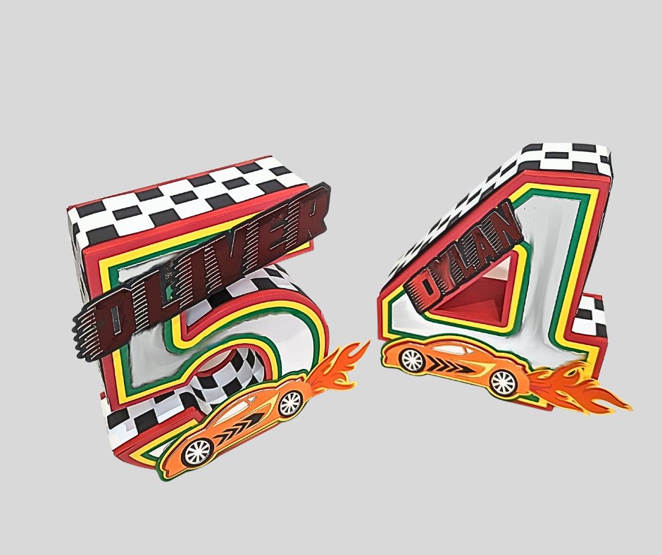 Racecar 3D Number Centerpiece