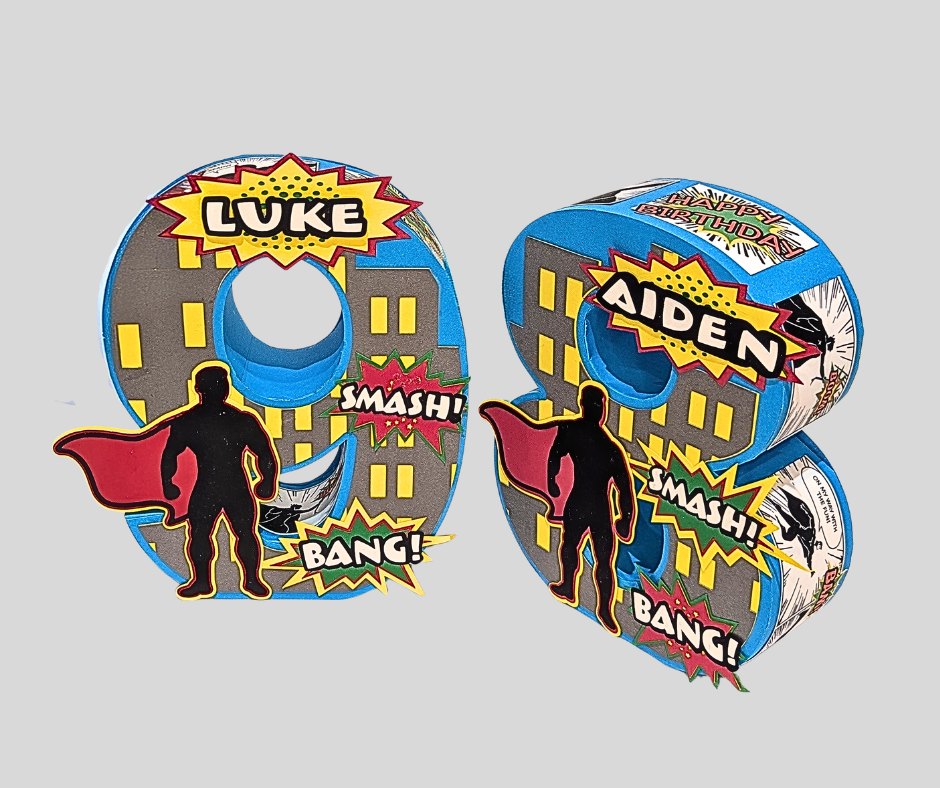 Superhero 3D Number Centerpiece