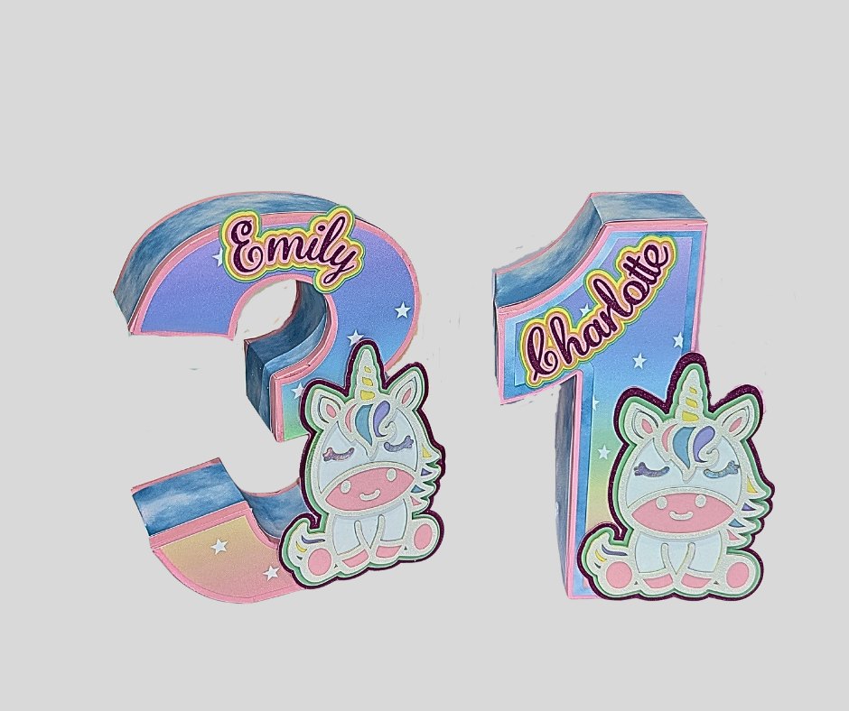 Unicorn 3D Number Centerpiece